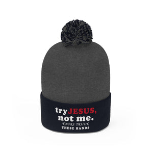 TRY JESUS- Pom Pom Beanie